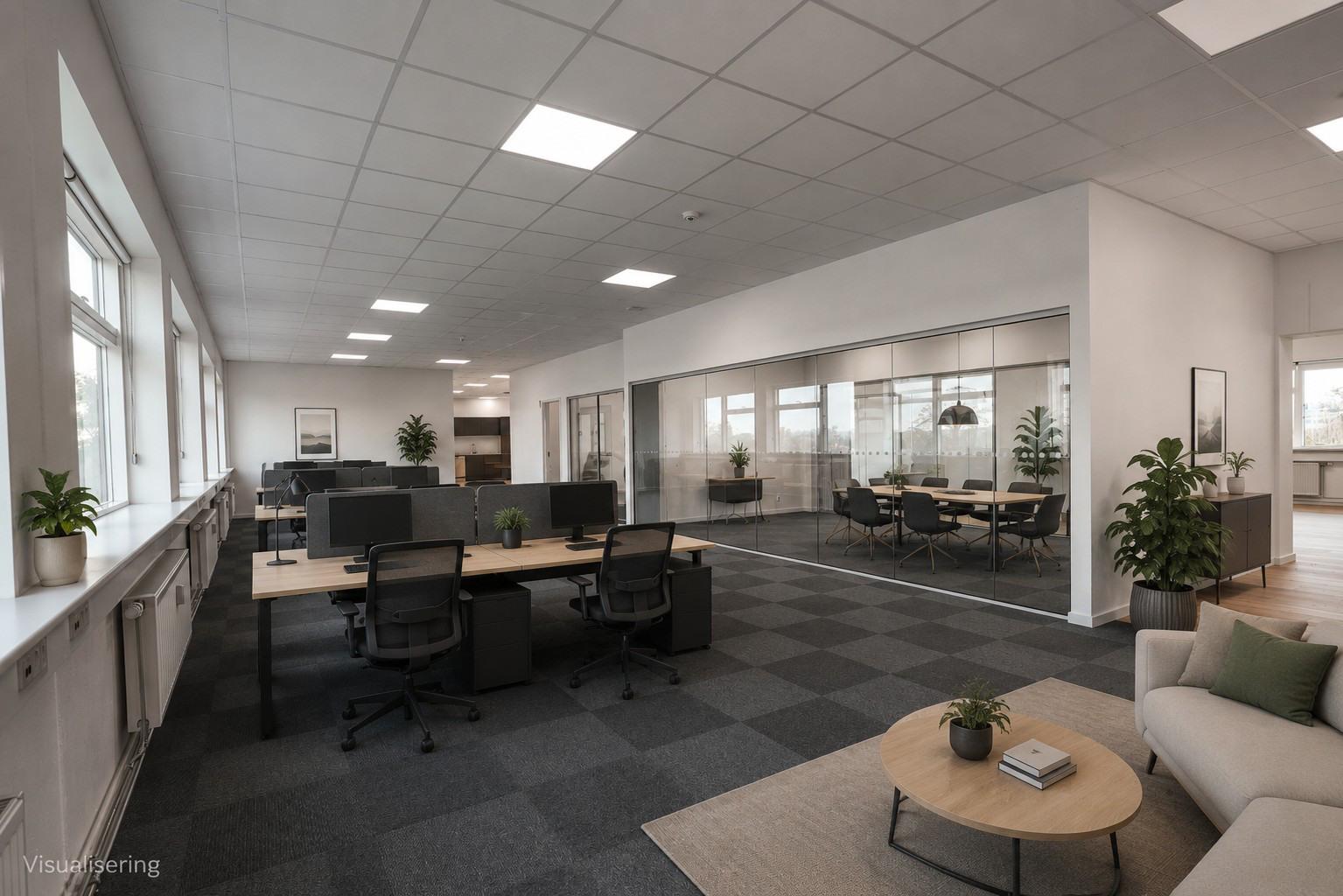 Lyst kontor og åbent kontor centralt i Herlev
